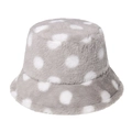 Detalle de gorro tipo pescador de pelo sintético gris con lunares blancos y tacto suave - Adulto 58CM / Gris