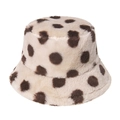 Sombrero de pescador de felpa con lunares para invierno en suave piel sintética - Adulto 58CM / Beige