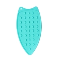 Thick cyan silicone iron rest pad with non-slip bumps and hanging hole for heat protection - Emerald Green