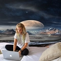 Detailed 3D universe tapestry showing cosmic planets and starry space on durable fabric - Style 6