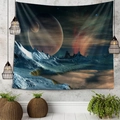 Arazzo 3D con galassia e montagne innevate per decorazione murale moderna della camera - 150x130cm / Stile 3