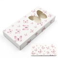 White cardboard eyelash box with pink butterfly pattern and clear butterfly window - Rectangular Box No. 231 White Base Pink Butterfly