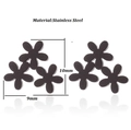 Minimalist matte black stainless steel floral stud earrings with triple petal design - 072 Three Flowers / Black