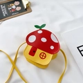 Cute mushroom-shaped PU crossbody bag with red and yellow contrast for girls - Red