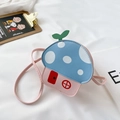 Cute mushroom-shaped mini PU crossbody bag for kids in blue and pink color blocks - Blue