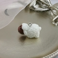 Cute resin sheep pendant with white body and brown head for DIY jewelry handmade crafts - Sheep