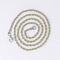 Close-up of a 3mm two-tone gold and silver stainless steel twisted rope chain with clasp - 60CM / Gold & Silver