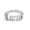 Detailed close-up of Cancer zodiac silver letter ring with adjustable open band design - Silver-Cancer