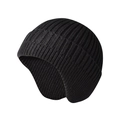 Berretto classico nero in maglia a coste con risvolto per un caldo inverno - Taglia unica / Nero