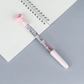 Pink quicksand pen featuring a cute pig topper and sparkly glitter inside the barrel - Closed-eyes Pig