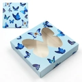 Blue rectangular eyelash packaging box with butterfly pattern and window cutout - Square Box No. 66 Blue Base Blue Butterfly