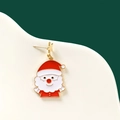 Christmas Santa Claus stud earring with red enamel and star detail on white stand - No.13 Santa Claus Stud Earring (Single)