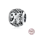 S925 sterling silver hollow letter X charm with floral patterns for DIY bracelets - 925 Silver / Letter X