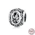 Hollow flower O-shape S925 sterling silver charm bead for DIY bracelets jewelry - 925 Silver / Letter O