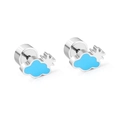 Cute sky blue cloud stud earrings with star charm in polished silver finish - Cloud (Silver)