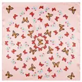 Foulard quadrato in finta seta rosa con motivi a farfalla colorati e finitura satinata da donna - 60x60cm / Rosa Chiaro