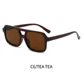 Retro square double-bridge sunglasses in C6 tea-colored frames and tea lenses - Tea Frame Tea Lens