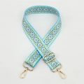 Light blue daisy print wide adjustable shoulder strap with gold metal hardware - No. 99 / Gold