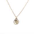 Golden titanium steel necklace featuring a Virgo zodiac sign pendant on white background - 2#-Virgo