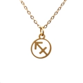 Detail of a gold titanium steel Sagittarius constellation necklace with a hollow arrow coin - 5#-Sagittarius