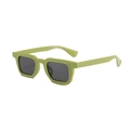 Square avocado green sunglasses with dark grey lenses in a retro trendy frame design - Green Frame Grey Lens