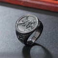 Anello da uomo in acciaio inossidabile nero con rilievo vintage di San Michele Arcangelo - US 7 / Nero
