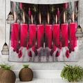Tapiz navideño festivo con velas rojas en la nieve para decoración del hogar de Navidad - 90x60cm / Estilo 10