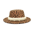 Cappello jazz in lana leopardato con decorazione di perle per donna moda invernale - M(56-58cm) / Leopardo Cammello