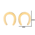 Close-up of golden U-shaped geometric stud earrings measuring 8MM by 8MM in size - Horseshoe / Gold