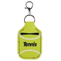 Neon yellow tennis ball leather keychain holder with black tennis text and metal hook - Tennis-Yellow Green