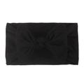 Soft nylon headband for babies featuring a large black knitted fabric bow detail - Black