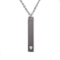 Polished stainless steel rectangle bar pendant necklace with heart cutout design - Silver