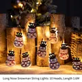 Warm white LED snowman fairy lights 1.6m with 10 heads for Christmas tree decoration - Long Nose Snowman / 10 LEDs 1.6M