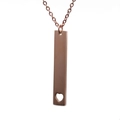 Rose gold stainless steel bar necklace featuring a delicate hollow heart pendant design - Rose Gold