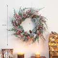 70cm Christmas wreath with red berries, pine cones and snowy green needles decor - Style C Large / Diameter 70cm