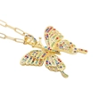 Collier papillon doré hip hop serti de strass colorés sur une chaîne à maillons cubains - Papillon Doré/Strass Multicolore