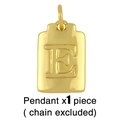 Gedetailleerde macro-opname van een goudvergulde hanger met 3D-reliëf letter E - E (Zonder ketting)