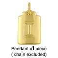 Detailweergave van een vergulde rechthoekige hanger met reliëf van de letter I erop - I (Zonder ketting)