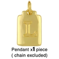 Detailed view of a gold-plated Cuban style rectangular letter L pendant without chain - L (Chain Not Included)