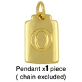 Detailed view of golden rectangle pendant with embossed letter O on a white background - O (Chain Not Included)