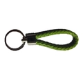 Portachiavi in ecopelle intrecciata verde con anello e chiusura in metallo argentato - verde chiaro