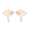 Close-up of rose gold hollow bird stud earrings featuring intricate wing cutout details - 271 Bird / Rose Gold
