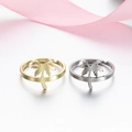 Adjustable coconut tree open rings in gold and silver finish for women on pink ribbon - 031 (Palm Tree)
