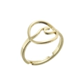 Close-up of golden wave pattern ring with adjustable open band and polished finish - 008 (Ocean Wave)