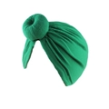 Grüner Baby Turban Hut mit Donut-Knoten aus weichem Strickstoff für Damen - Grün