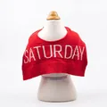 Red rabbit fur pet scarf with Saturday embroidery for small dogs and cats - Red Letter