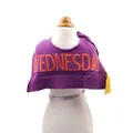Purple knitted pet shawl with orange Wednesday lettering for small dogs - Purple Letter