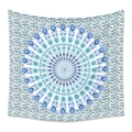 Arazzo quadrato mandala bohémien in blu scuro e verde acqua per decorazioni casa - 73X95CM / Tessuto Spazzolato / Mandala Blu Navy