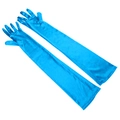 Elegant bright blue long satin bridal gloves for wedding parties and formal events - One Size / Lake Blue