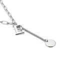 Silver letter E necklace with double layer oval links and box chain for women - Letter E(KN114931-Z)